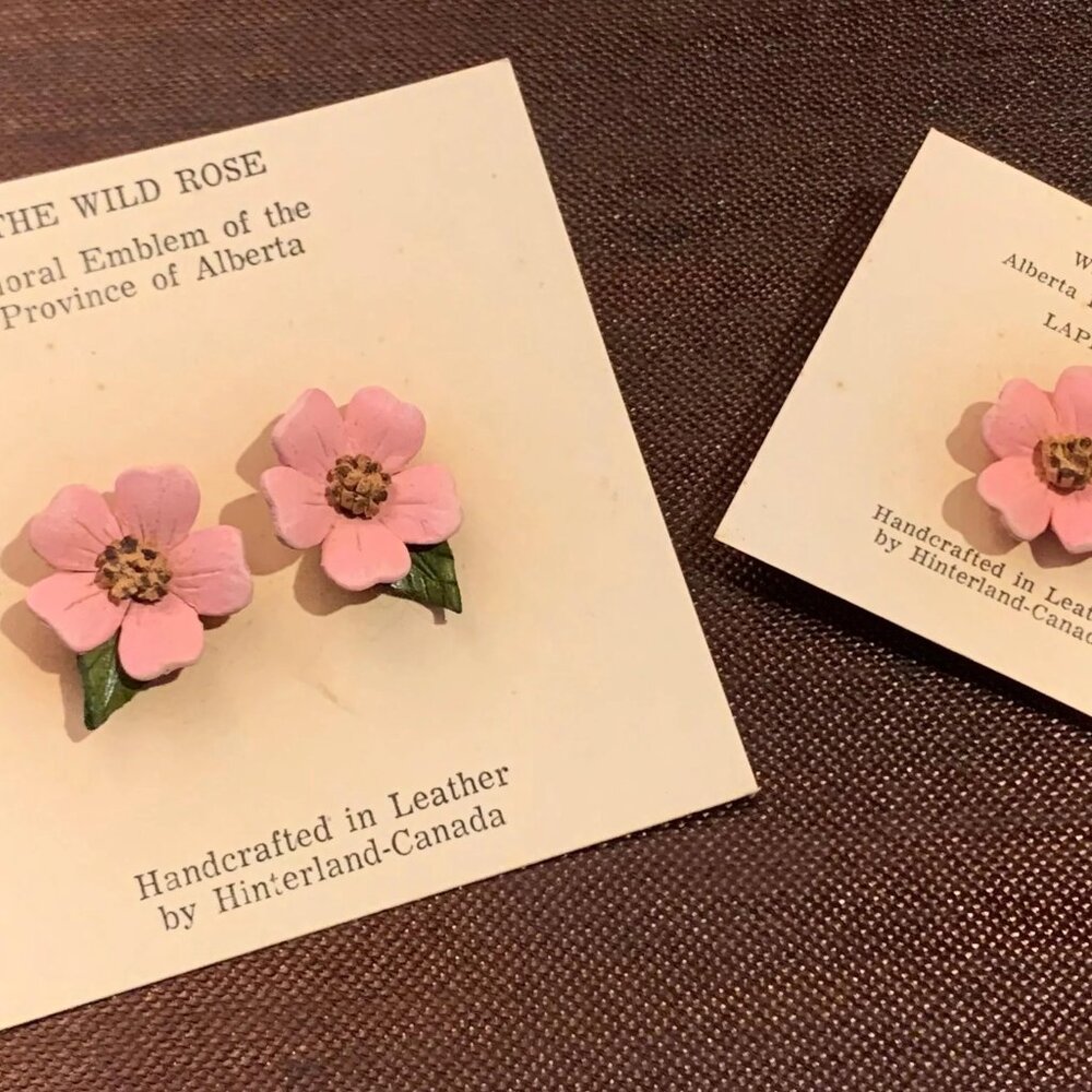 Designer Hinterland Vintage Hand Crafted Leather "The Wild Rose" Lapel Pin and E